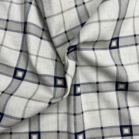 Pound A Metre 3 Metres Printed Linen Look Fabric - 45" Wide - (Checks)