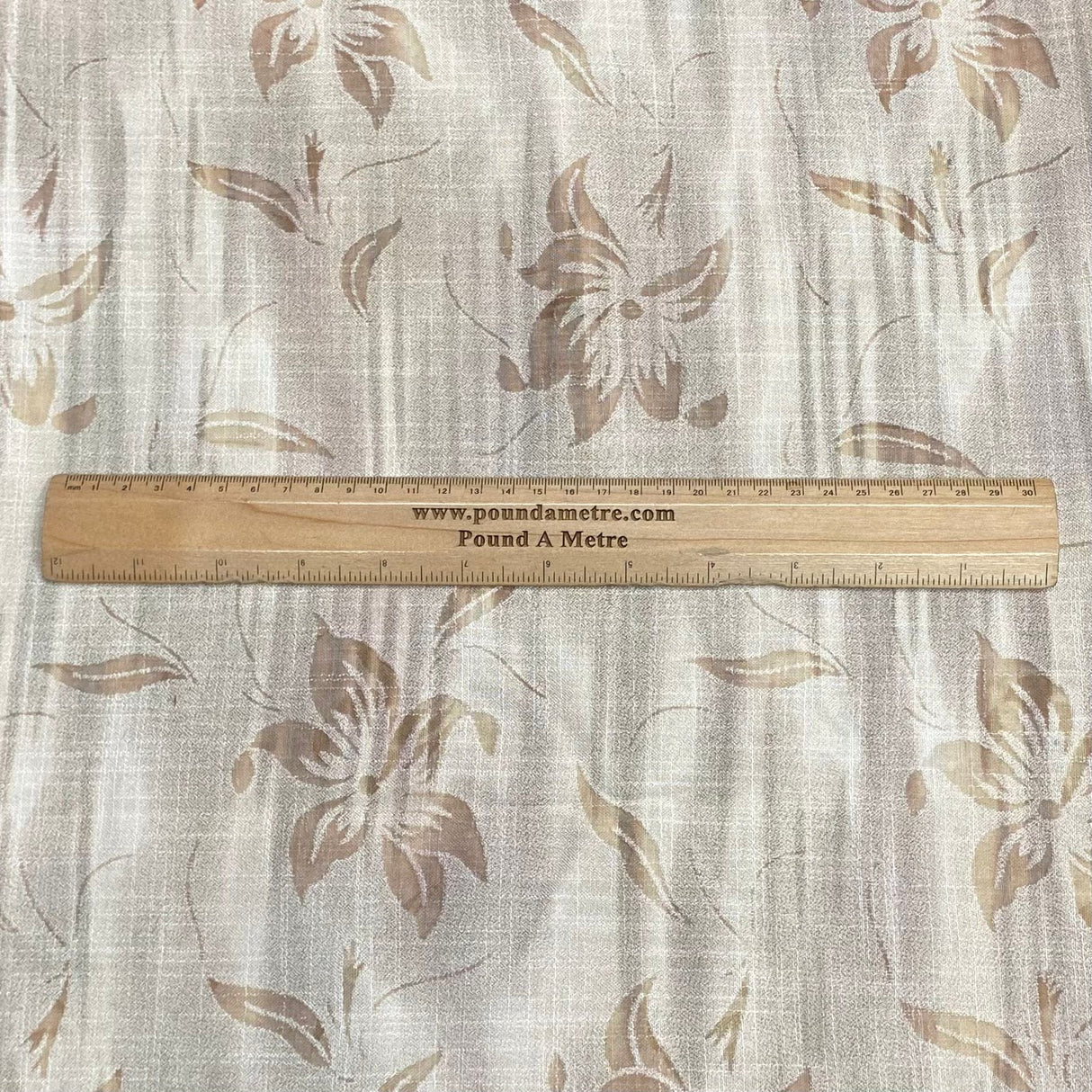 Pound A Metre 3 Metres Printed Linen Look Fabric - 55" Wide - (Beige)