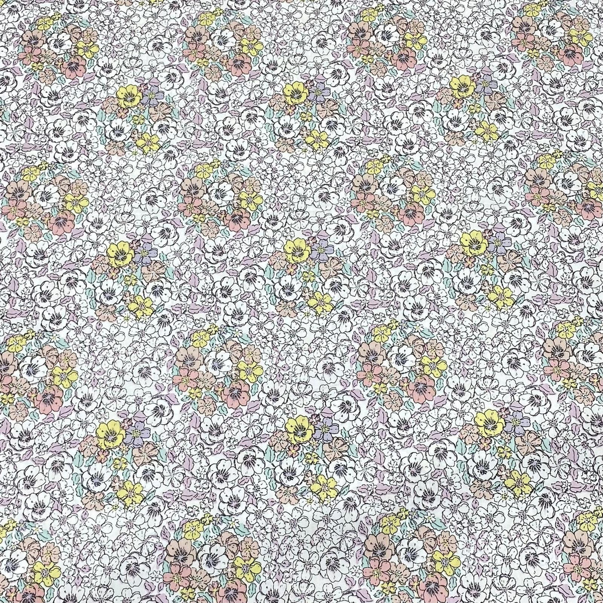Pound A Metre 3 Metres 3 Metres Printed Poplin Cotton - 60" Wide (Pastel Flowers)