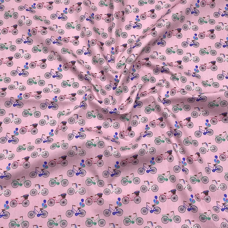 Pound A Metre 3 Metres 3 Metres Printed Poplin Cotton - 60" Wide (Pink Bike)