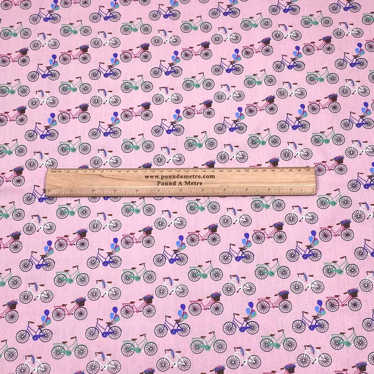 Pound A Metre 3 Metres 3 Metres Printed Poplin Cotton - 60" Wide (Pink Bike)