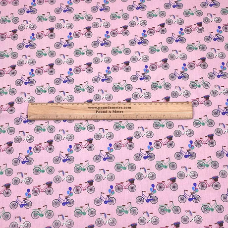 Pound A Metre 3 Metres 3 Metres Printed Poplin Cotton - 60" Wide (Pink Bike)