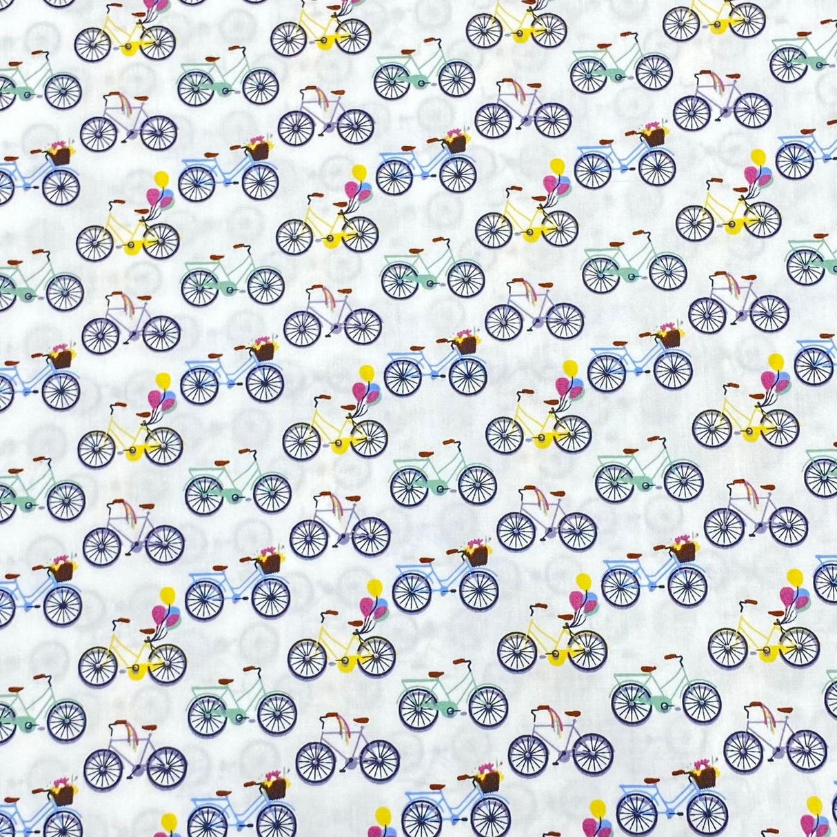 Pound A Metre 3 Metres 3 Metres Printed Poplin Cotton - 60" Wide (White Bike)