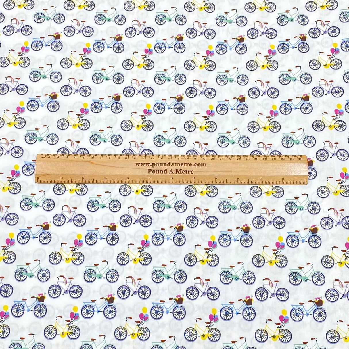 Pound A Metre 3 Metres 3 Metres Printed Poplin Cotton - 60" Wide (White Bike)