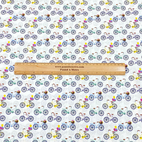 Pound A Metre 3 Metres 3 Metres Printed Poplin Cotton - 60" Wide (White Bike)