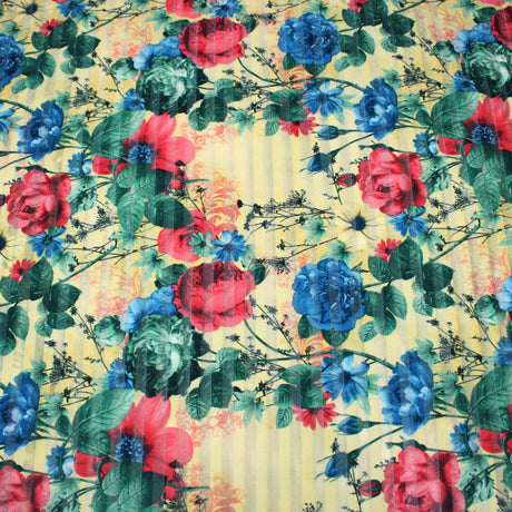 Pound A Metre 3 Metres Printed Ribbed Jersey 55” Wide - (Yellow Hello)