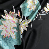 Pound A Metre 3 Metres Printed Silky Satin- 55" Wide (Black Floral) (EOL)