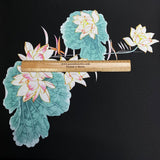Pound A Metre 3 Metres Printed Silky Satin- 55" Wide (Black Floral) (EOL)