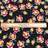 Pound A Metre 3 Metres, Printed Summer Dressmaking Viscose Fabric - 55" Wide (Black Bloom)