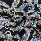 Pound A Metre 3 Metres, Printed Summer Dressmaking Viscose Fabric - 55" Wide (Black Paisley)