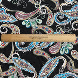 Pound A Metre 3 Metres, Printed Summer Dressmaking Viscose Fabric - 55" Wide (Black Paisley)