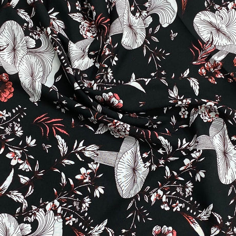 Pound A Metre 3 Metres, Printed Summer Dressmaking Viscose Fabric - 55" Wide (Black)