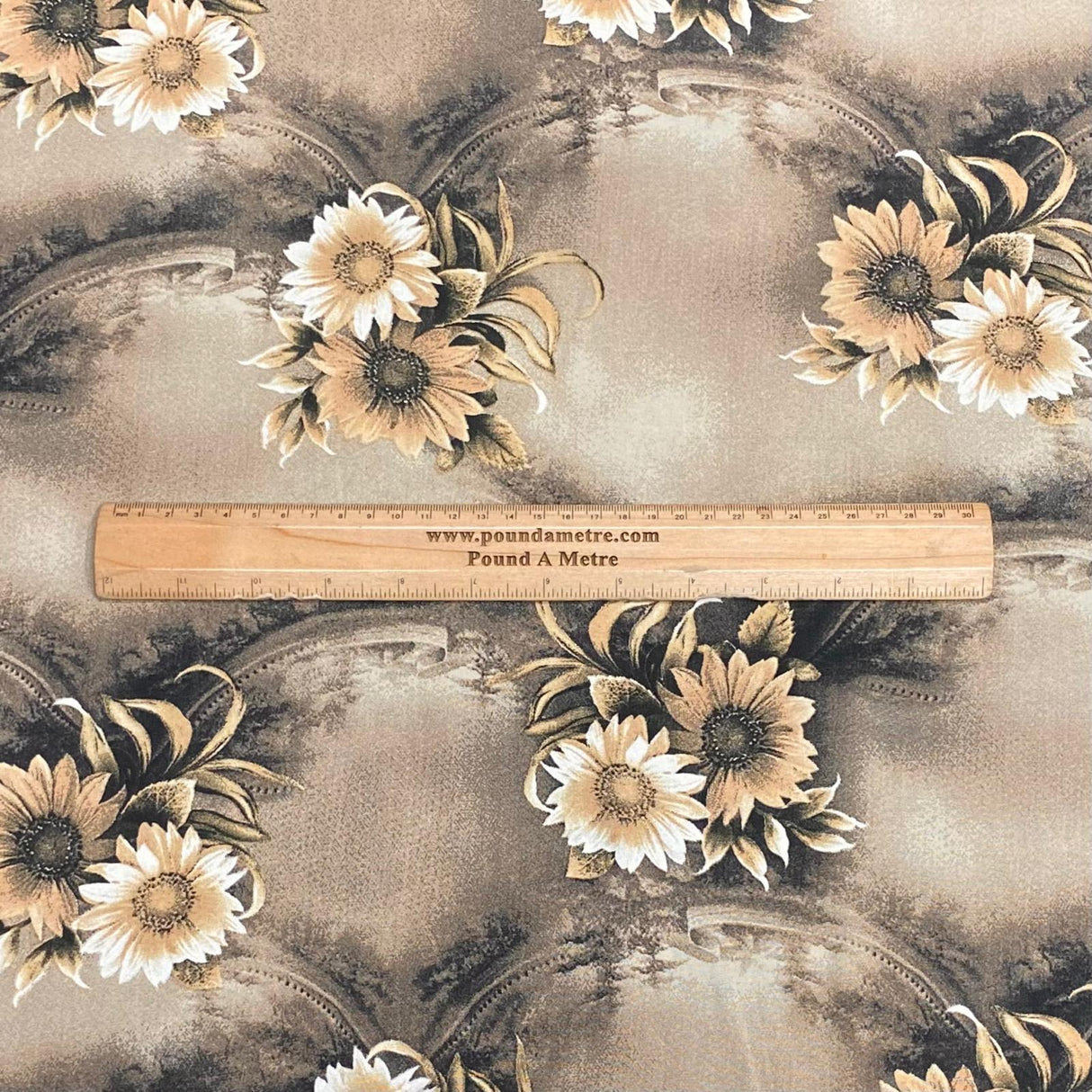 Pound A Metre 3 Metres, Printed Summer Dressmaking Viscose Fabric - 55" Wide (Brown Flowers)