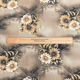 Pound A Metre 3 Metres, Printed Summer Dressmaking Viscose Fabric - 55" Wide (Brown Flowers)