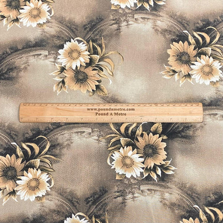 Pound A Metre 3 Metres, Printed Summer Dressmaking Viscose Fabric - 55" Wide (Brown Flowers)