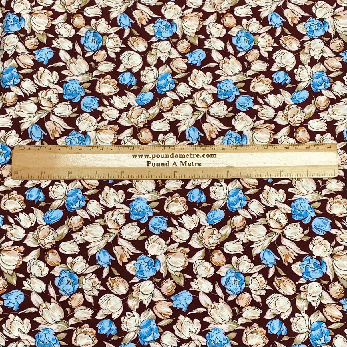 Pound A Metre 3 Metres, Printed Summer Dressmaking Viscose Fabric - 55" Wide (Brown)