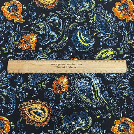 Pound A Metre 3 Metres, Printed Summer Dressmaking Viscose Fabric - 55" Wide (Col6, Rand2)