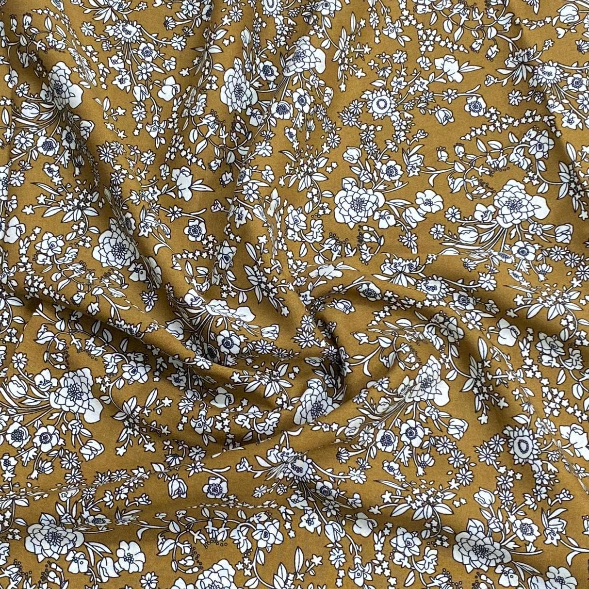 Pound A Metre 3 Metres, Printed Summer Dressmaking Viscose Fabric - 55" Wide (Golden)