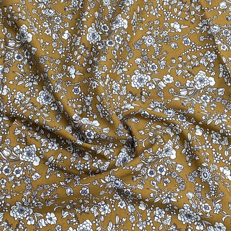 Pound A Metre 3 Metres, Printed Summer Dressmaking Viscose Fabric - 55" Wide (Golden)