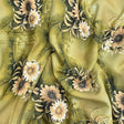 Pound A Metre 3 Metres, Printed Summer Dressmaking Viscose Fabric - 55" Wide (Green Flower)