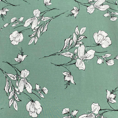 Pound A Metre 3 Metres, Printed Summer Dressmaking Viscose Fabric - 55" Wide (Green)