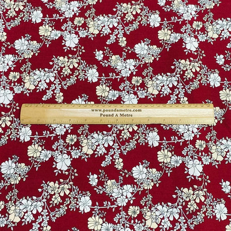 Pound A Metre 3 Metres, Printed Summer Dressmaking Viscose Fabric - 55" Wide (Maroon)