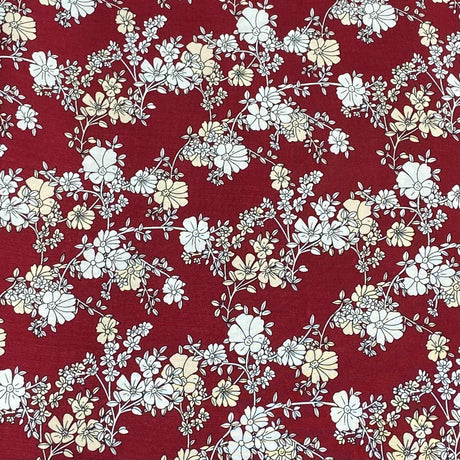 Pound A Metre 3 Metres, Printed Summer Dressmaking Viscose Fabric - 55" Wide (Maroon)