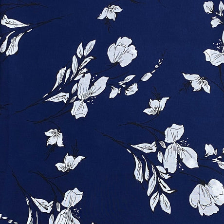 Pound A Metre 3 Metres, Printed Summer Dressmaking Viscose Fabric - 55" Wide (Navy)