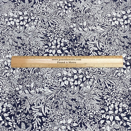 Pound A Metre 3 Metres, Printed Summer Dressmaking Viscose Fabric - 55" Wide (Navy & White)