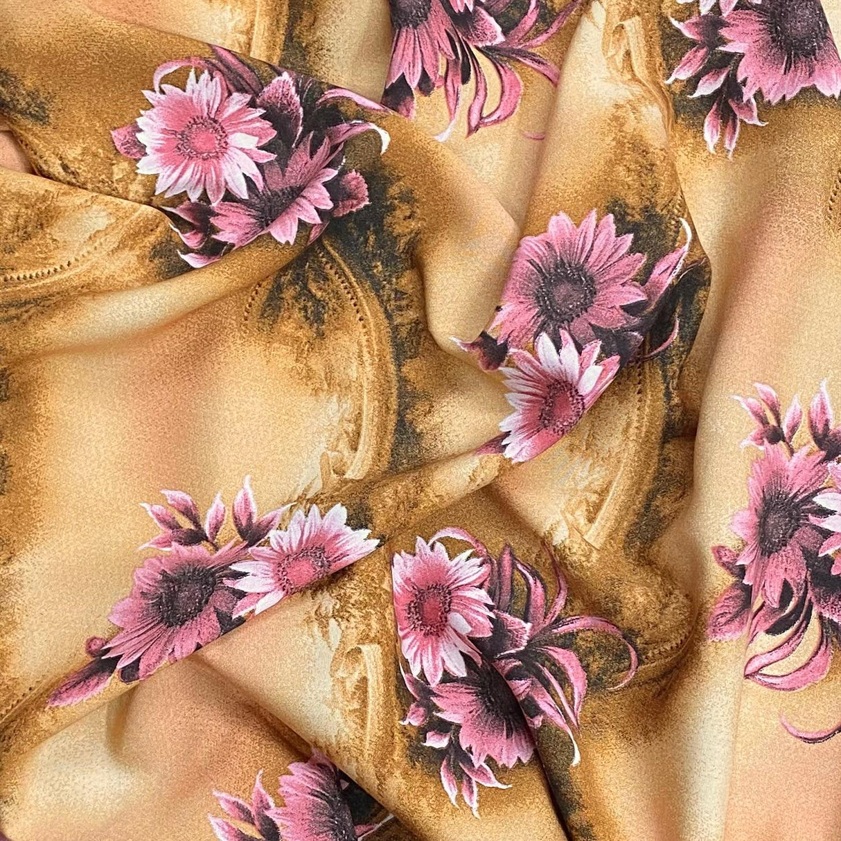 Pound A Metre 3 Metres, Printed Summer Dressmaking Viscose Fabric - 55" Wide (Orange)