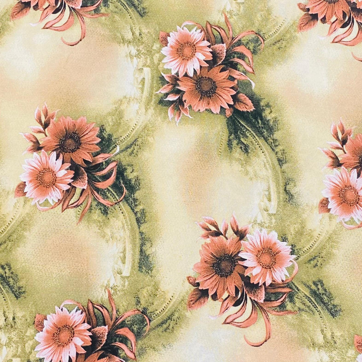 Pound A Metre 3 Metres, Printed Summer Dressmaking Viscose Fabric - 55" Wide (Pale Flower)