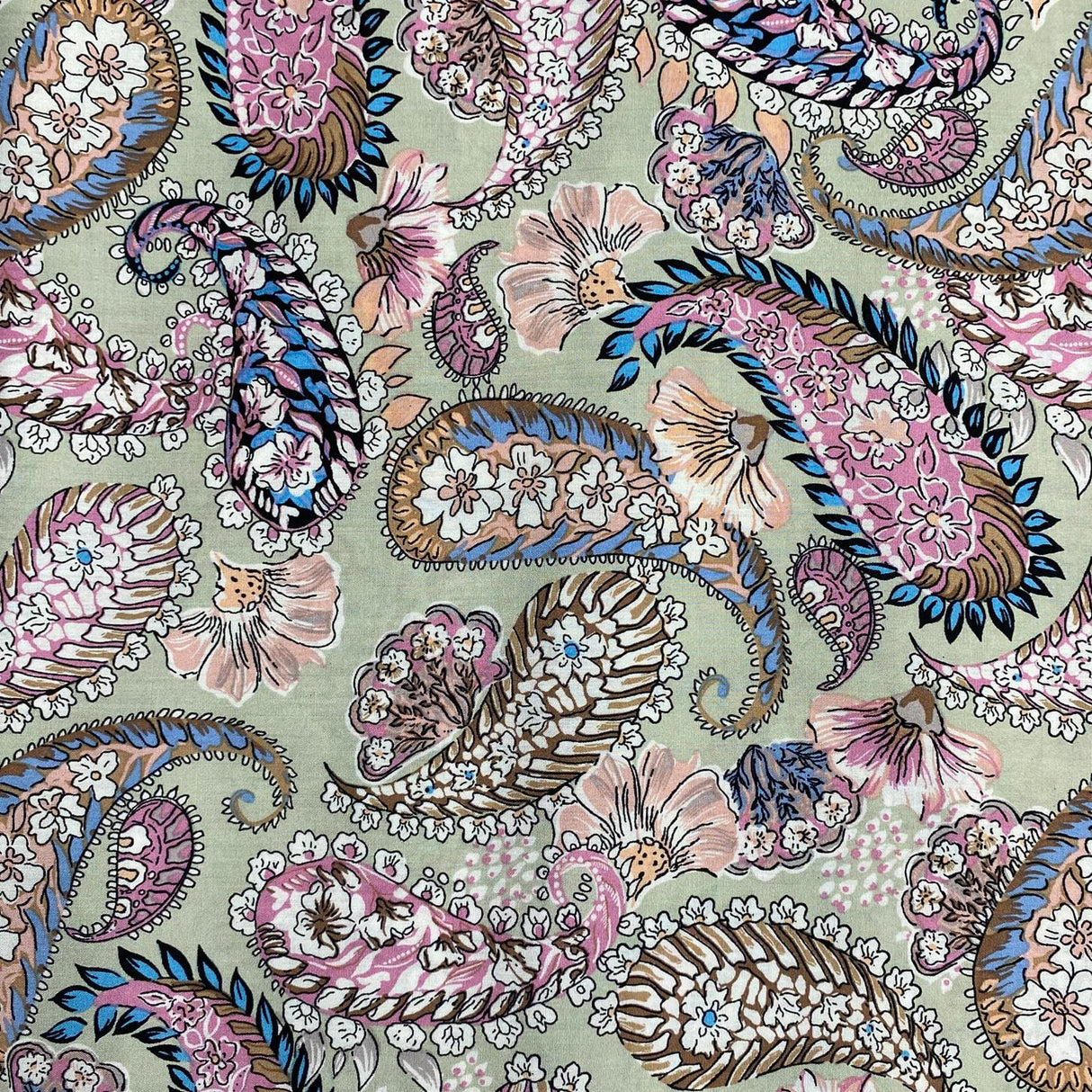 Pound A Metre 3 Metres, Printed Summer Dressmaking Viscose Fabric - 55" Wide (Pastel Paisley)