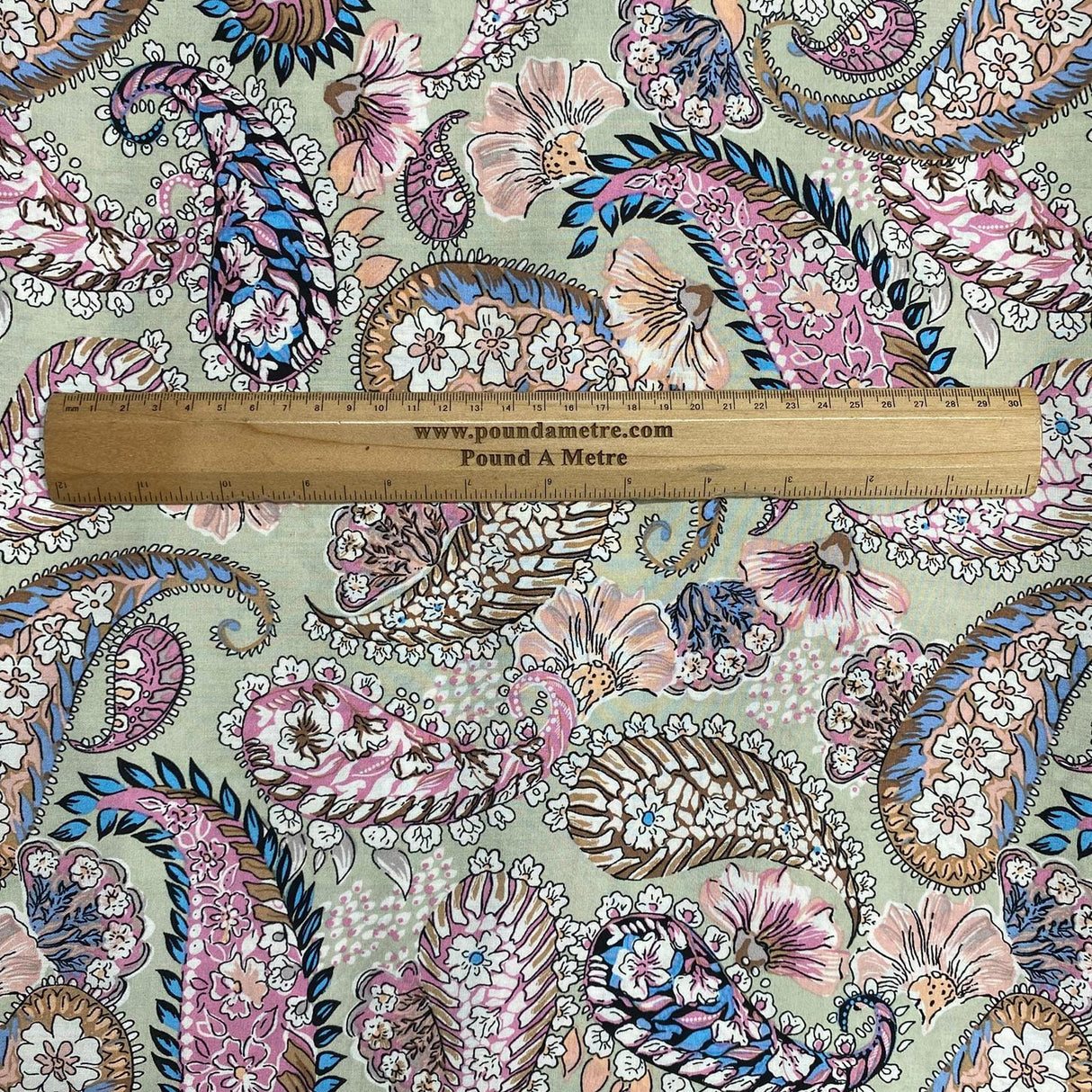 Pound A Metre 3 Metres, Printed Summer Dressmaking Viscose Fabric - 55" Wide (Pastel Paisley)