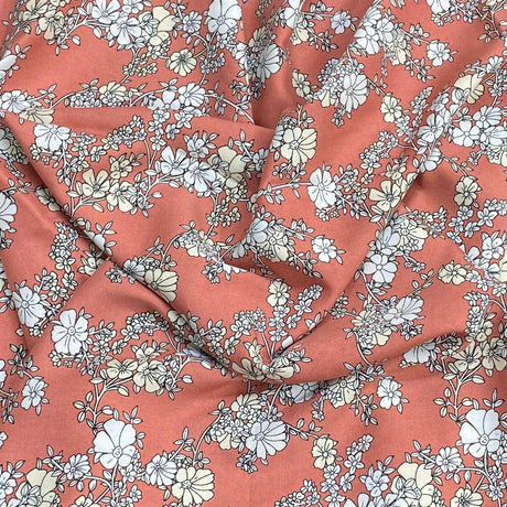 Pound A Metre 3 Metres, Printed Summer Dressmaking Viscose Fabric - 55" Wide (Peach)