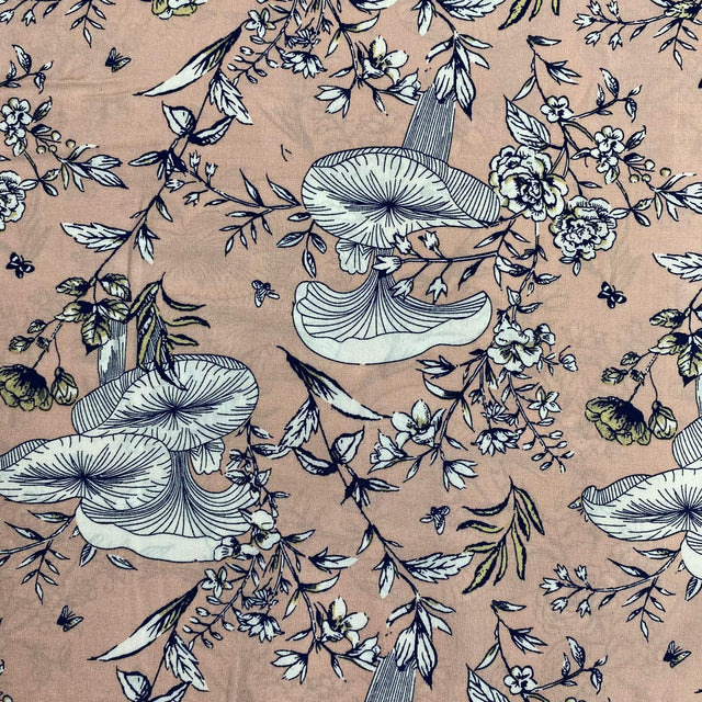 Pound A Metre 3 Metres, Printed Summer Dressmaking Viscose Fabric - 55" Wide (Peach & White)