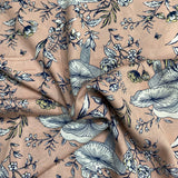 Pound A Metre 3 Metres, Printed Summer Dressmaking Viscose Fabric - 55" Wide (Peach & White)