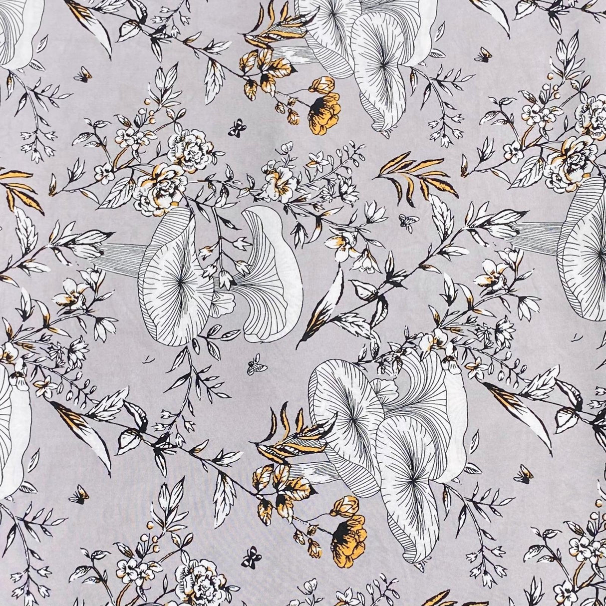 Pound A Metre 3 Metres, Printed Summer Dressmaking Viscose Fabric - 55" Wide (Silver)