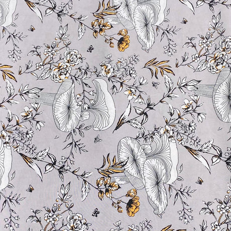 Pound A Metre 3 Metres, Printed Summer Dressmaking Viscose Fabric - 55" Wide (Silver)