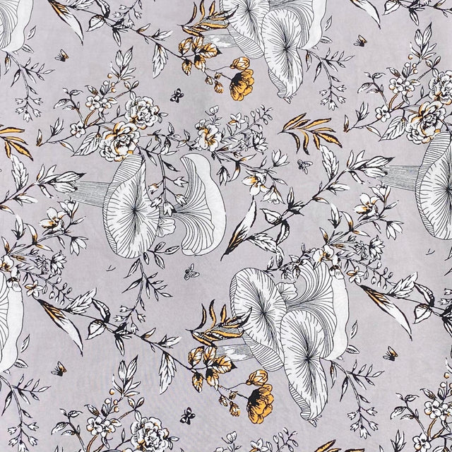 Pound A Metre 3 Metres, Printed Summer Dressmaking Viscose Fabric - 55" Wide (Silver)