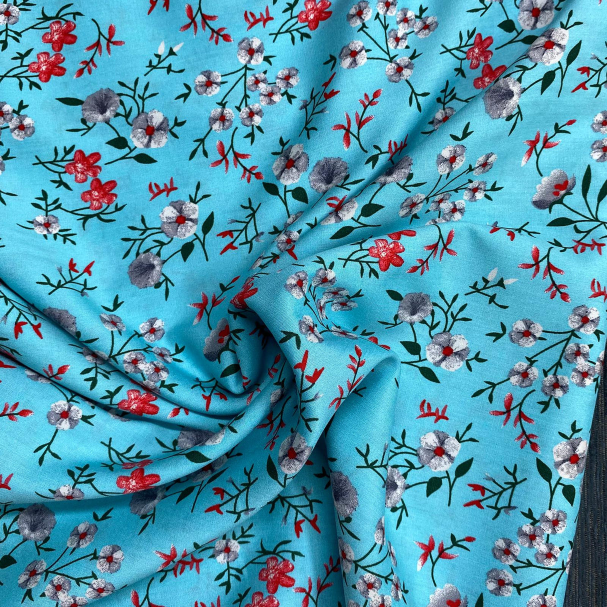 Pound A Metre 3 Metres, Printed Summer Dressmaking Viscose Fabric - 55" Wide (Sky)