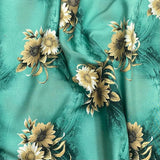Pound A Metre 3 Metres, Printed Summer Dressmaking Viscose Fabric - 55" Wide (Teal Flower)
