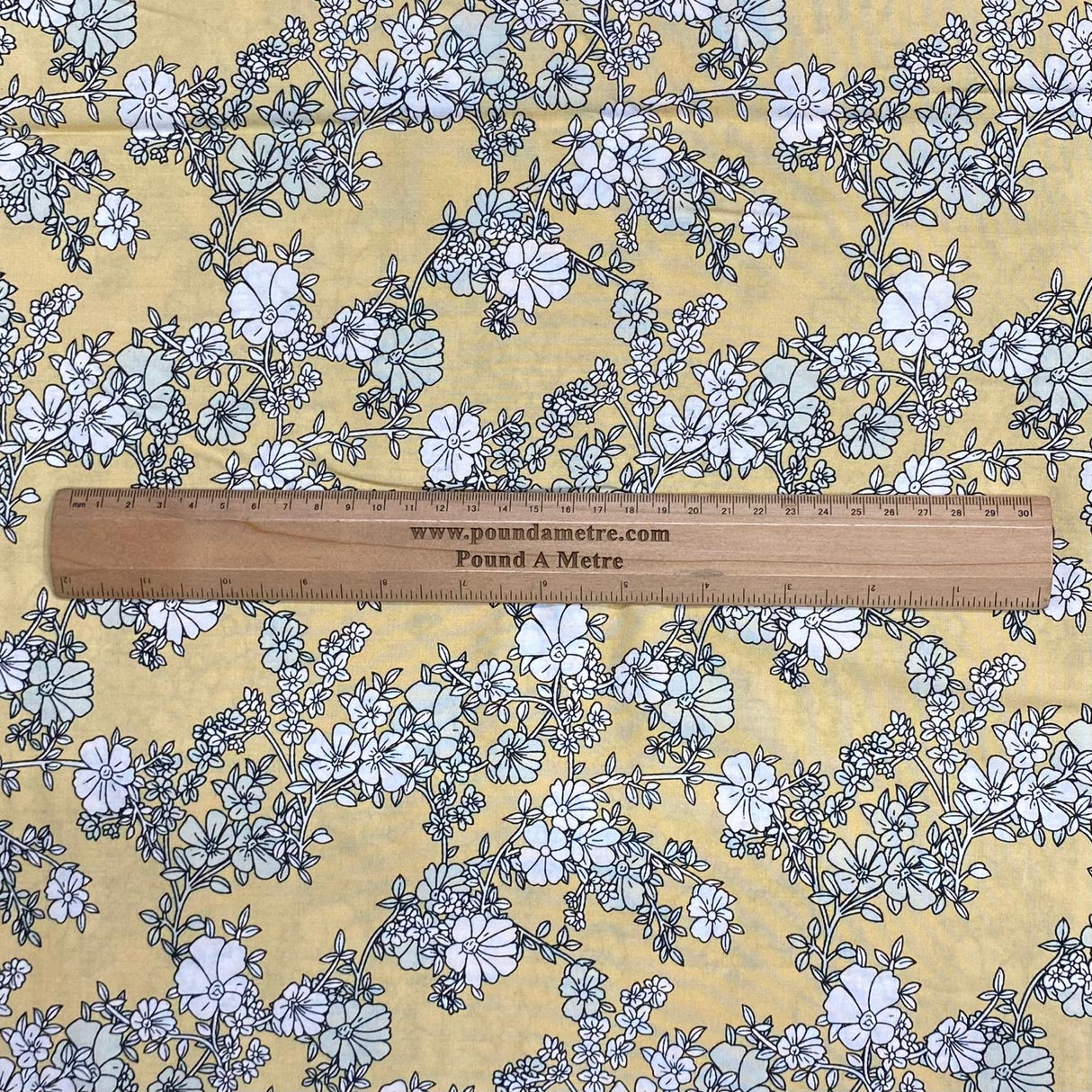 Pound A Metre 3 Metres, Printed Summer Dressmaking Viscose Fabric - 55" Wide (Yellow Floral)