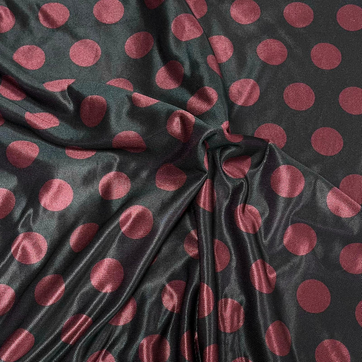 Pound A Metre 3 Metres, Printed Sweatshirt Jersey 55” Wide (Maroon Polka) (S1J)