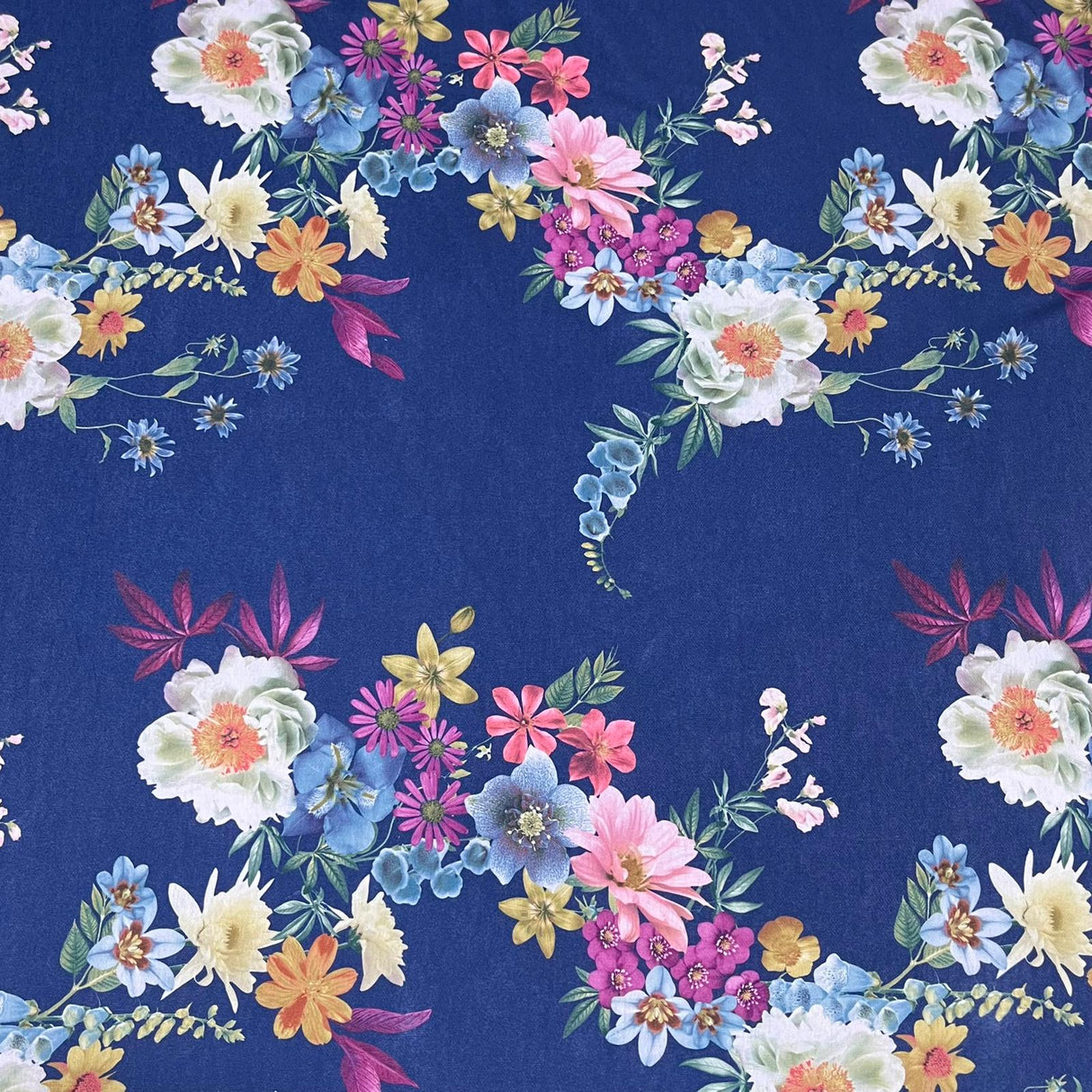 Pound A Metre 3 Metres, Printed Sweatshirt Jersey 55” Wide (Navy Flower) (S1J)