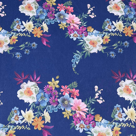 Pound A Metre 3 Metres, Printed Sweatshirt Jersey 55” Wide (Navy Flower) (S1J)
