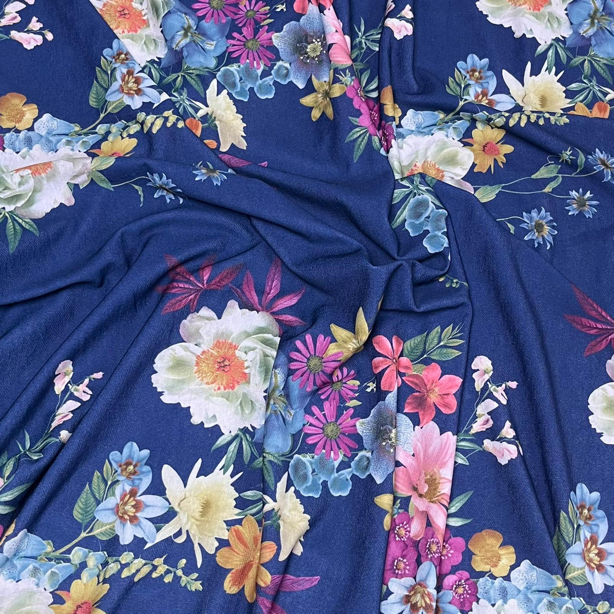 Pound A Metre 3 Metres, Printed Sweatshirt Jersey 55” Wide (Navy Flower) (S1J)