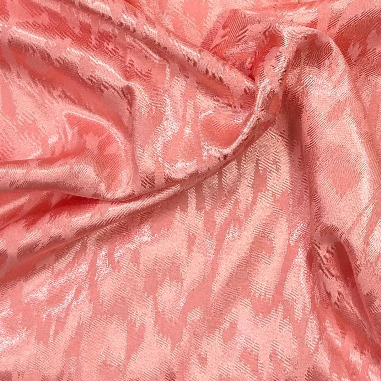 Pound A Metre 3 Metres Satin Effect Jacquard Fabric 55" Wide (Coral)