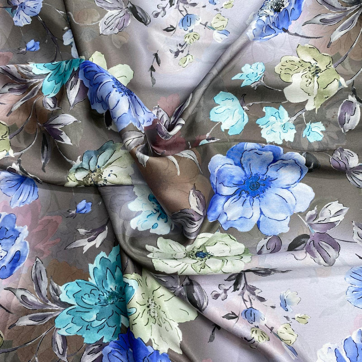 Pound A Metre 3 Metres Silky-Smooth Italian Printed Satin- 45" Wide (Flower Pot)
