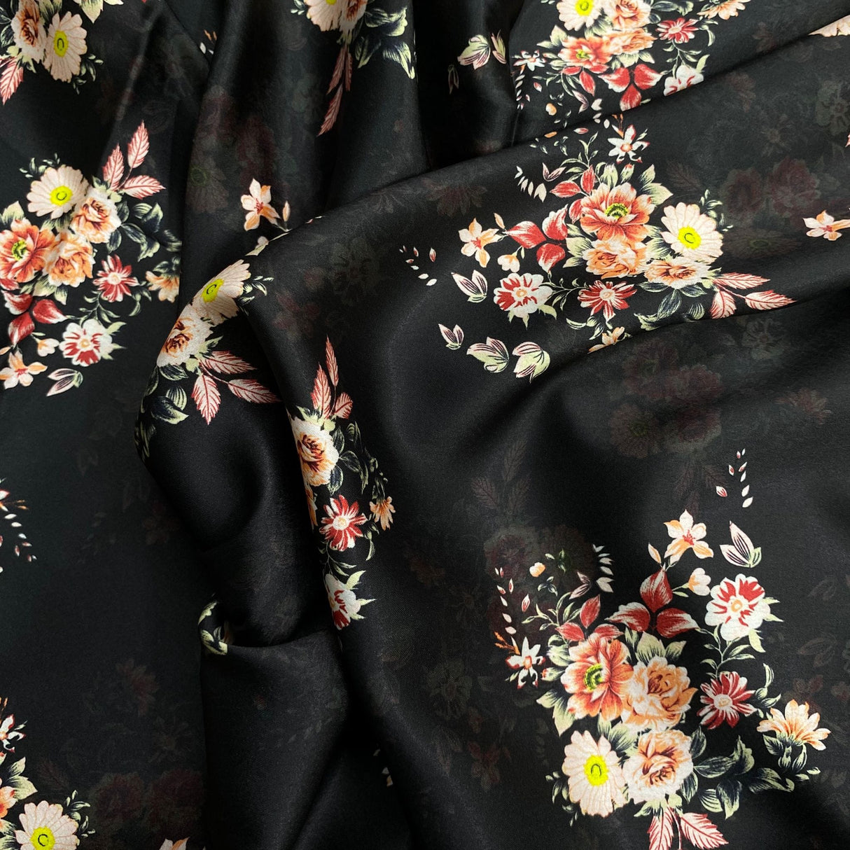 Pound A Metre 3 Metres Silky-Smooth Italian Printed Satin- 45" Wide (Night Garden)