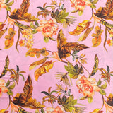 Pound A Metre 3 Metres Silky-Smooth Italian Printed Satin- 45" Wide (Pink Leafs)